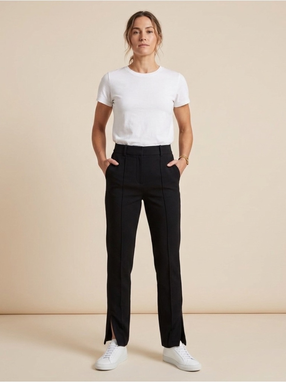 Kotn Black Sz S Side Zipped Tailored High Waited Pants